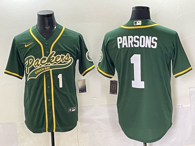 Men 2025 Nike Green Bay Packers #1 Parsons Green Joint Name  Limited NFL Jersey style 047->green bay packers->NFL Jersey